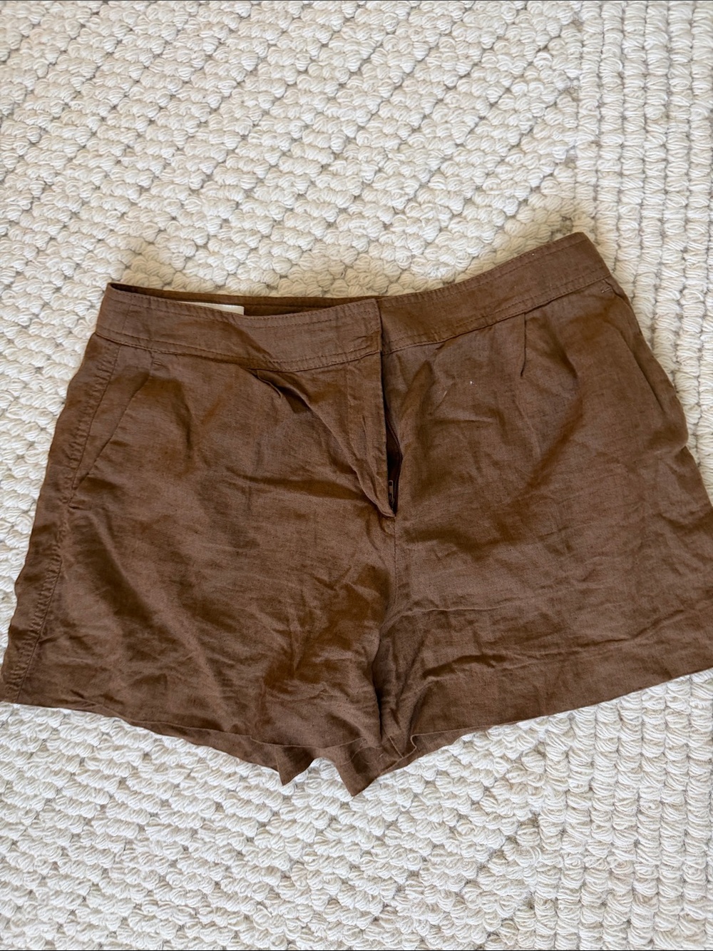 Zara Brown Tailored Linen-Blend Women's Shorts